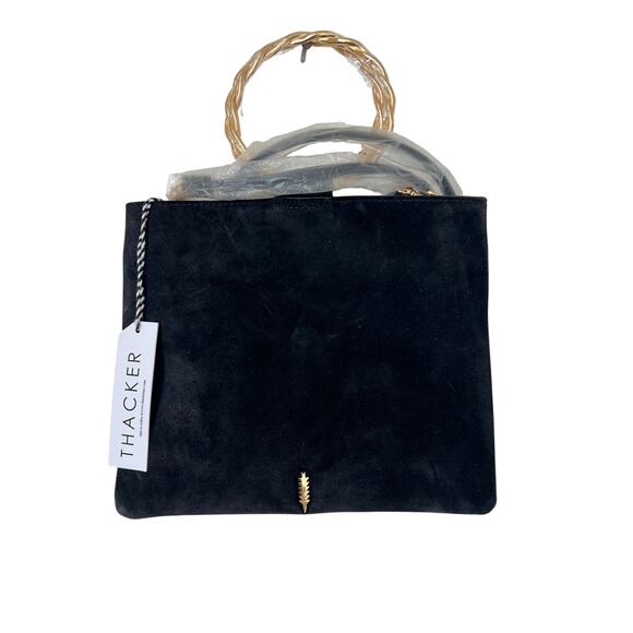 Thacker NYC Ring Handle Bag – Black Suede & Leather - Picture 1 of 4
